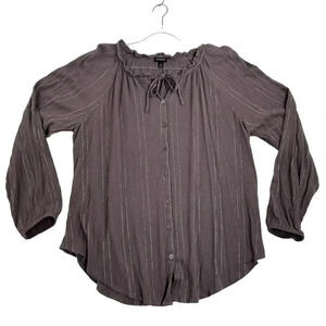 Torrid 2 Crinkle Gauze Lurex Peasant Blouse Top Shirt Purple Hippy Minimalistic